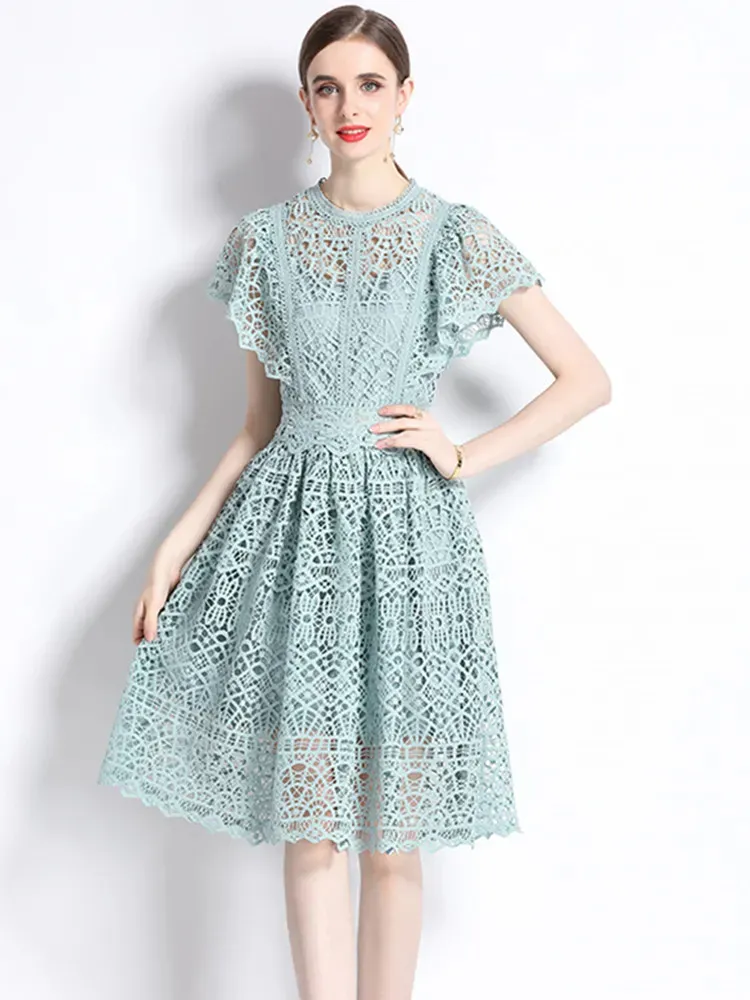 white christmas dresses PRETTYGARDEN Women Summer Short Dress V Neck Short Sleeve A Line Hollo