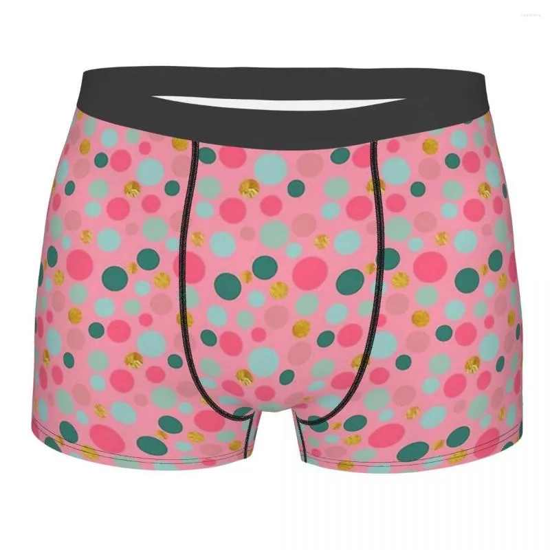 Underbyxor Pretty On Pink Party Dots Men Boxer Briefs Polka mycket andningsbara högkvalitativa tryck Shorts presentidé