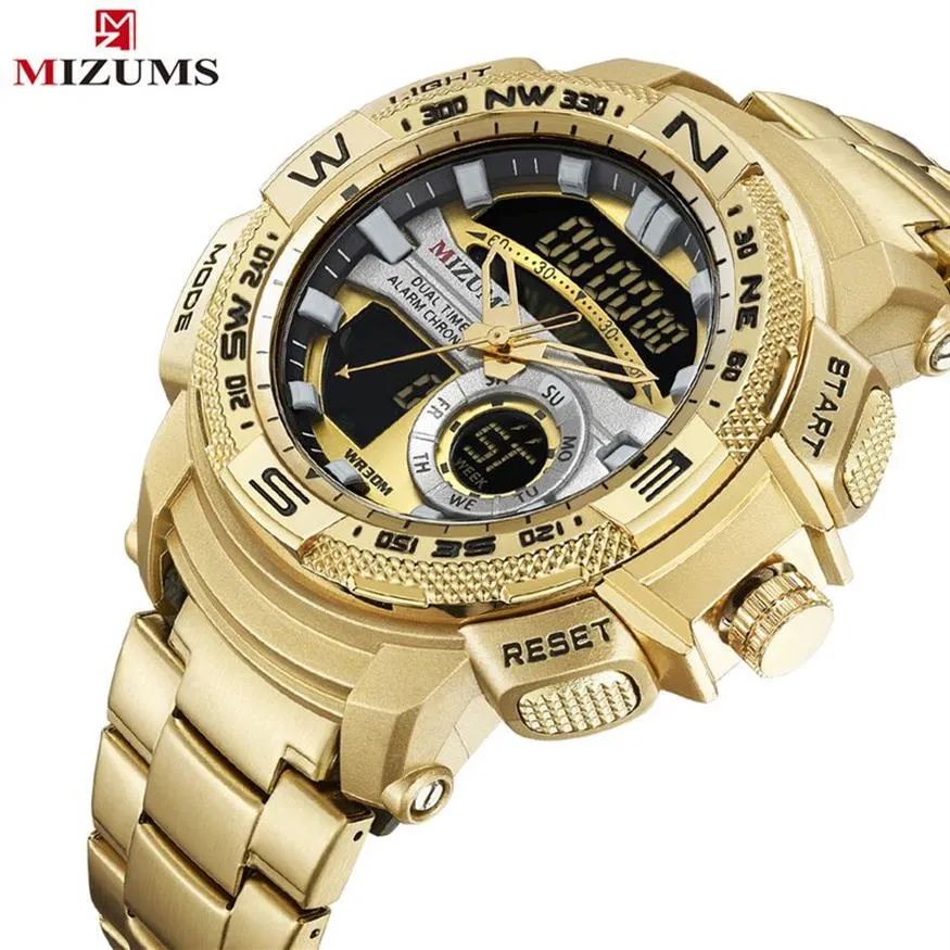 Mizums Men's Analog Military Sport Digital Quartz Watches Waterproof Brand Luxury Male Wrist Watch Men relogio dourado mascul2653