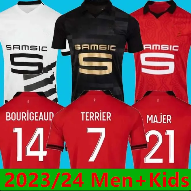 Футбольные майки Stade 2023/24 23 24 Rennais SULEMANA TERRIER Guirassy Laborde DOKU TAIT BOURIGEAUD SANTAMARIA, мужские и детские футбольные майки, комплект