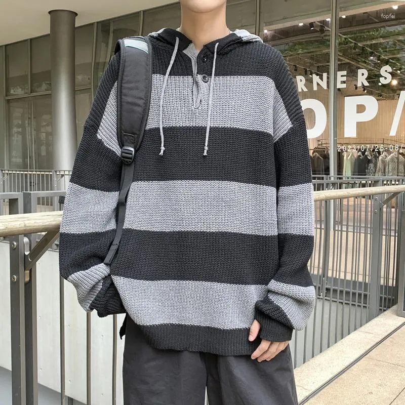 Erkek kazakları harajuku erkekler örme kazak sonbahar kış üstleri erkekler rahat kıyafetler crewneck tıknaz örgü hırka kazak a78