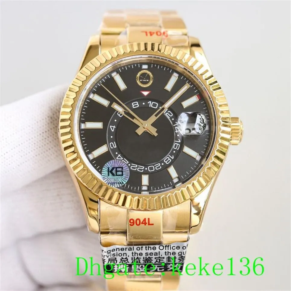 Orologio da uomo di alta qualità in 3 colori Orologi da polso 326938 42mm Oro giallo ETA cal 9100 Movimento GMT mese calendario lavoro Automatico Mechan3035