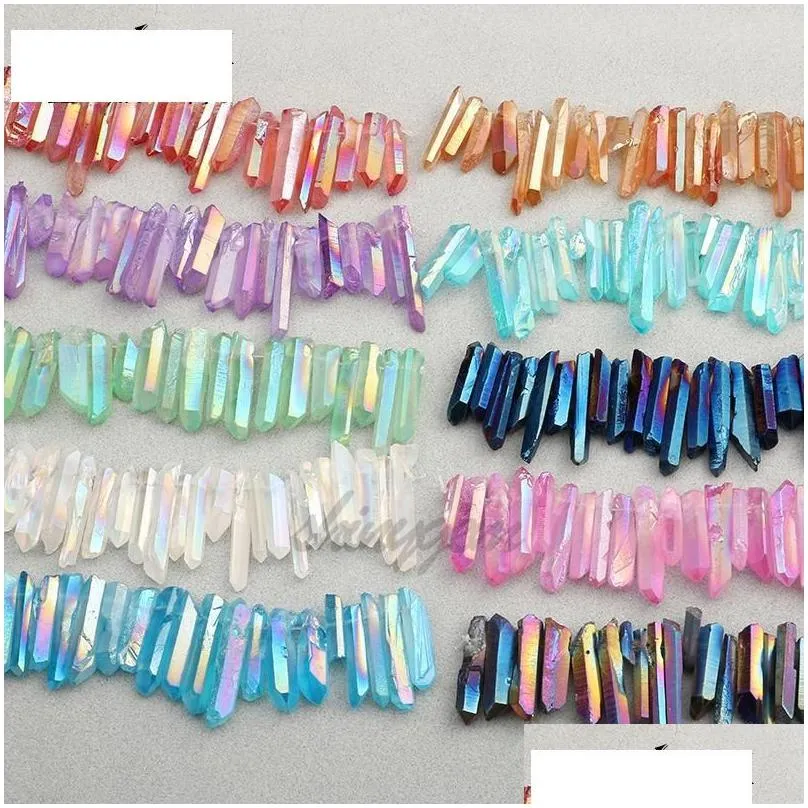 Arts And Crafts 50G Titanium Clear Quartz Pendant Natural Crystal Wand Point Rough Reiki Healing Prism Cluster Necklace Charms Craft Dhf9N