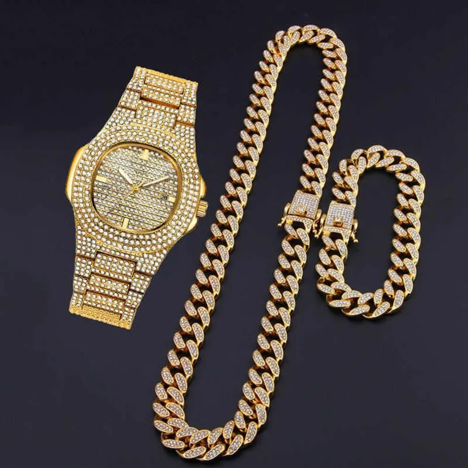 Часы Iced Out с цепочкой, часы в стиле хип-хоп, мужские 2010, блестящие золотые часы с бриллиантами для мужчин, водонепроницаемые наручные часы, мужские Reloj Diamante Hombre H250S