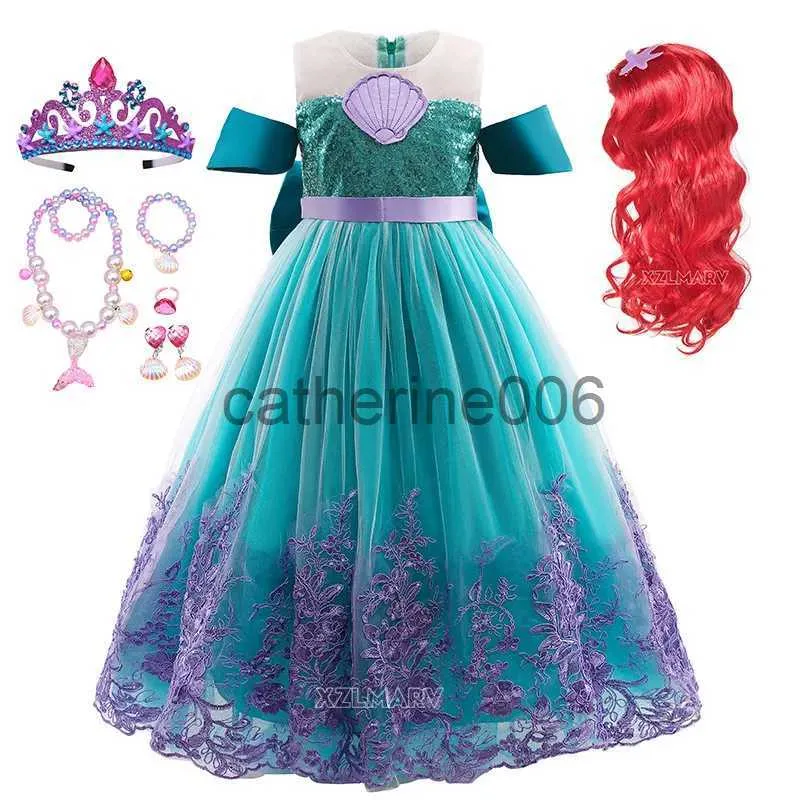 Occasioni speciali Halloween Abito da sirenetta Cosplay Abiti anime Abito da principessa Ariel Abito da sera fantasia per bambini per ragazze Costumi di carnevale x1004