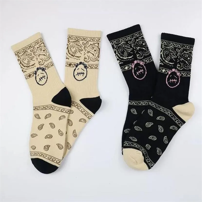 Chaussettes Grimace à fleurs de cajou, chaussettes en coton tendance pour hommes et femmes, styliste décontracté, Sport201D