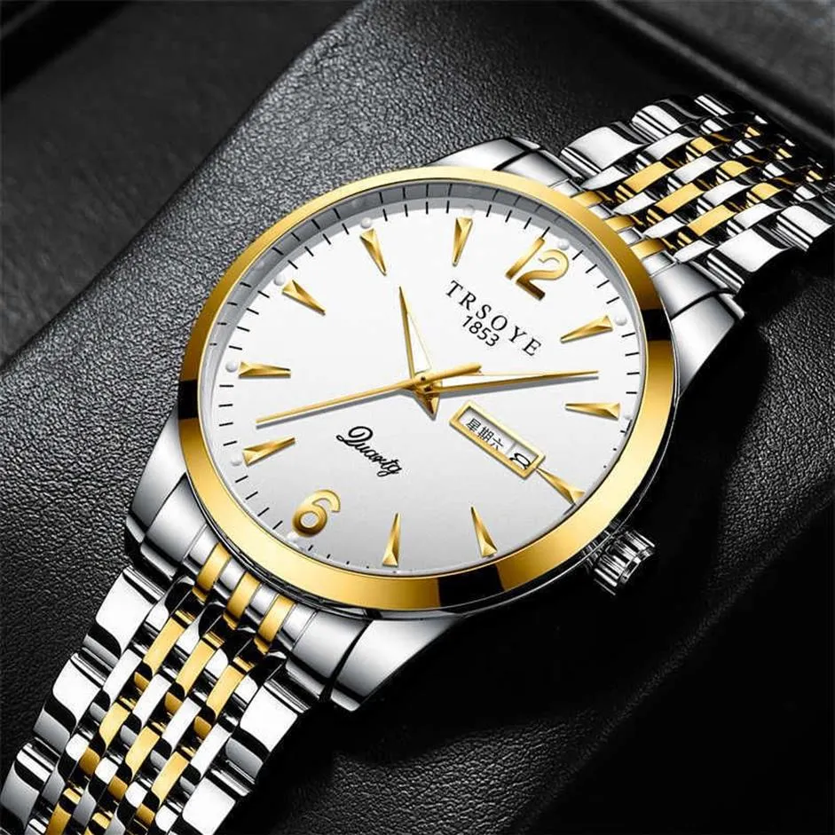 TRS068 TRSOYE Montre-armband Handgelenk Hohe Qualität Männer Luxus Armbanduhr Edelstahl Metall Band Dive Watch228H