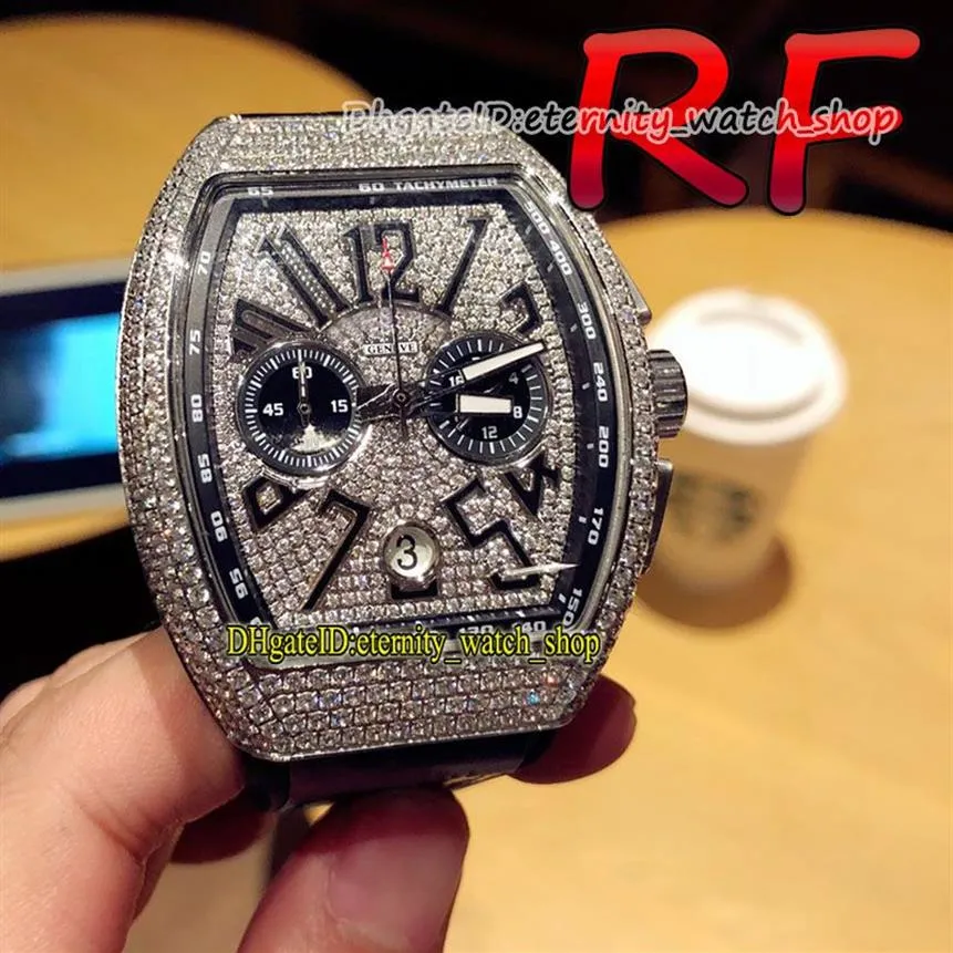 eeuwigheid Sport Horloges RF V2 versie HEREN COLLECTIE V 45 Japan Miyota Quartz Chronograaf Uurwerk Iced Out Gypsophila Diamo269q