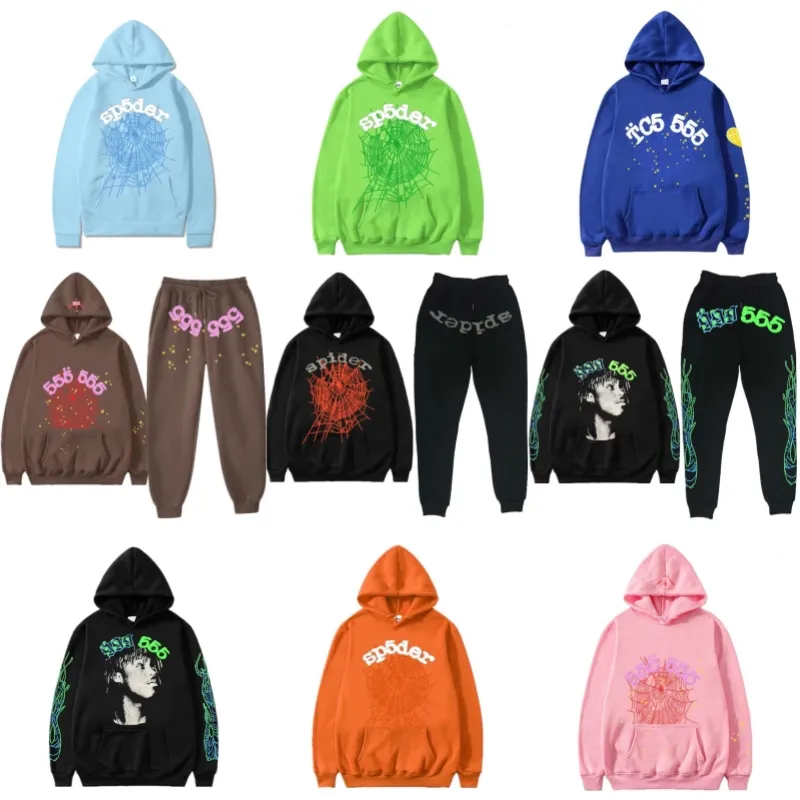 Designer hoodie designer sp5der hoodie young thug sp5der 555555 spindelnät par utskrift hoodie tröja mäns kvinnors spårsuits s-2x