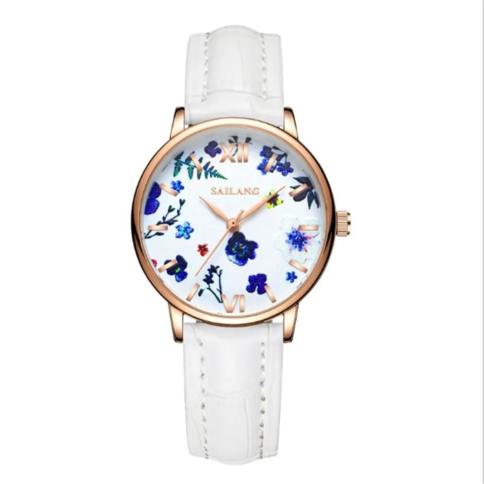 Temperamento fresco e semplice Orologi da donna Studentesse Cintura in pelle Orologio al quarzo Luce Fan di moda di lusso Goddes Exquisite Wr209m