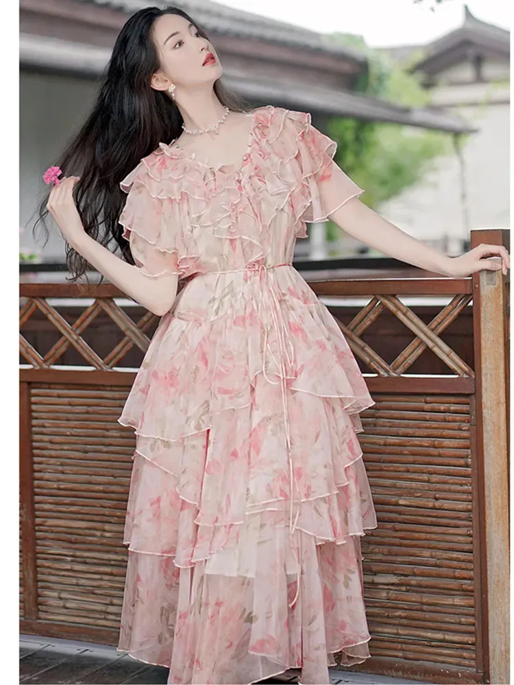 Basic Casual Dresses New Fashion Design Light Luxury Holiday Dress For Women Short Sleeve V Neck Floral Lace Up Beach Long Dress Vestidos 2024 From Julia_dress, $44.95 | DHgate.Com Basic Casual Dresses New Fashion Design Light Luxury Holiday Dress For Women Short Sleeve V Neck Floral Lace Up Beach Long Dress Vestidos 2024 From Julia_dress, $44.95 | DHgate.Com