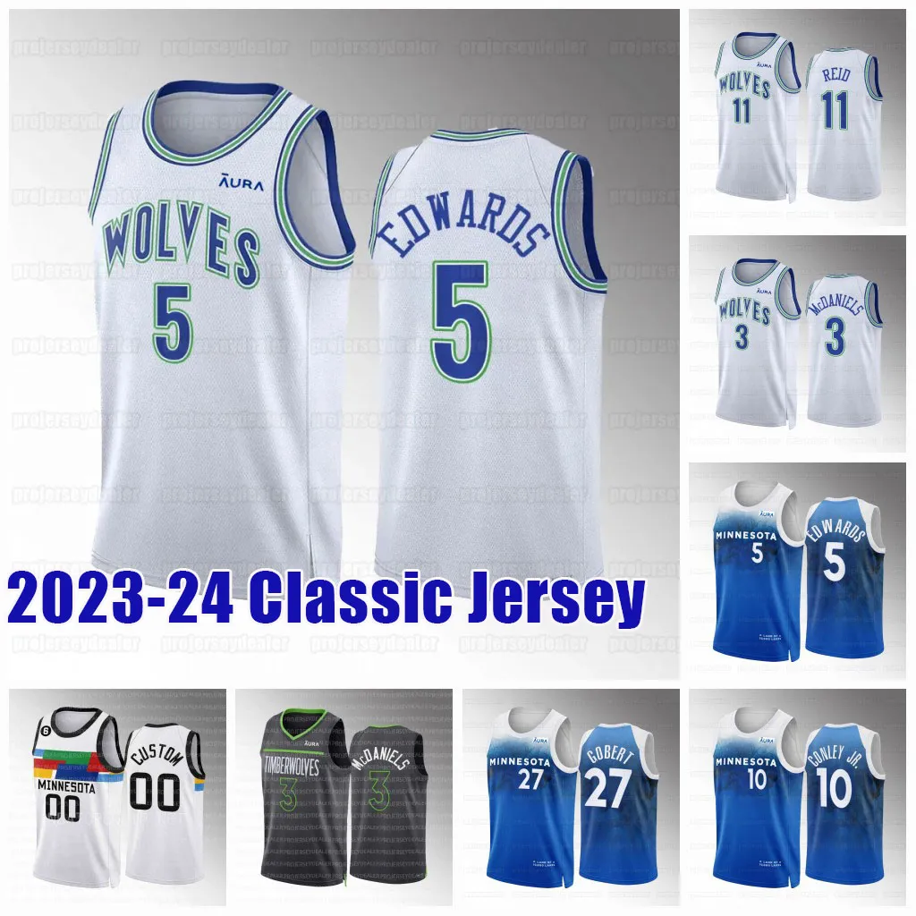 Minnesotas Min 2023-24 Classic City Edition Timberwolve Jerseys 5 Anthony Edwards D'Angelo Russell Rudy 27 Gobert Mike 10 Conley Josh 8 Minott Karl-Anthony 32 TOWSS