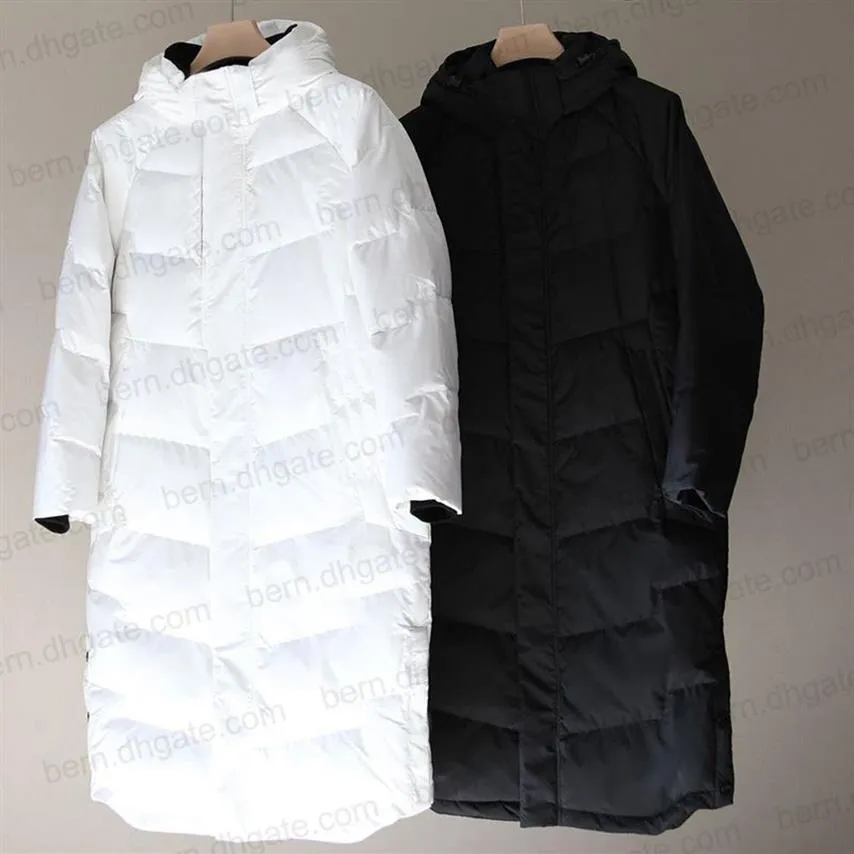 Manteaux d'hiver haut de gamme, doudoune longue et chaude pour hommes et femmes, noir et blanc, XS-XXL352r