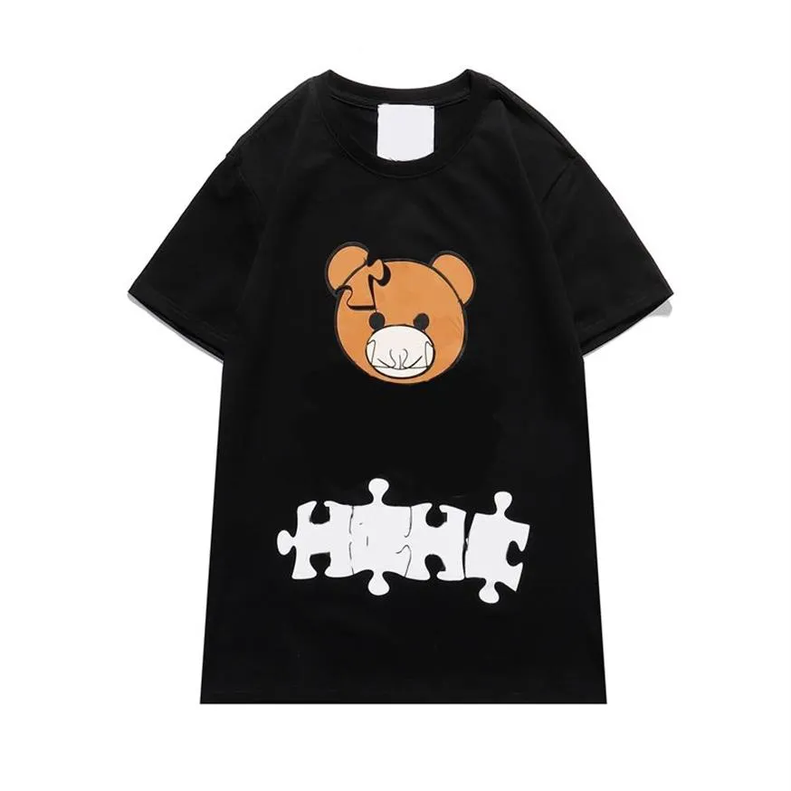 Mens T Shirts Designer Women Bear Print Tshirts Summer Fashion Puzzle Short Sleeve Man Street Style Tees Woman Clothing High Quali228p