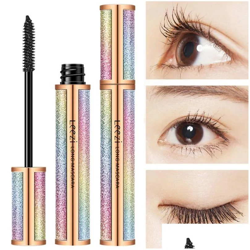 Mascara Leezi Star 4D Fibra de seda Pestañas Gruesas Cing Impermeable Extensión de larga duración Alargamiento Gota negra Entrega Salud Belleza DH8HF