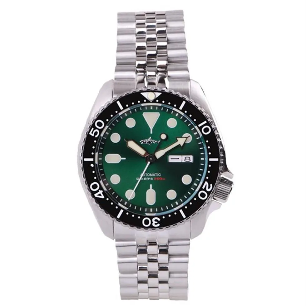 HEIMDALLR Automatisch horloge Heren Saffier Super C3 Lichtgevende wijzerplaat Zwarte keramische bezel 20ATM NH36 Mechanische roestvrijstalen armband217V