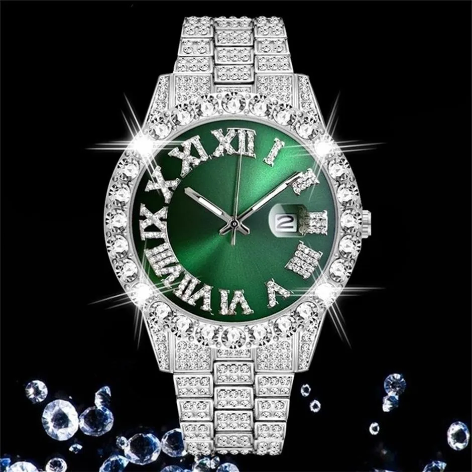 Iced Out Watch Men Men Luxury Brand Full Diamond Mens Watches AAA CZ Quartz Men's Watch Watch Hip Hop Mal