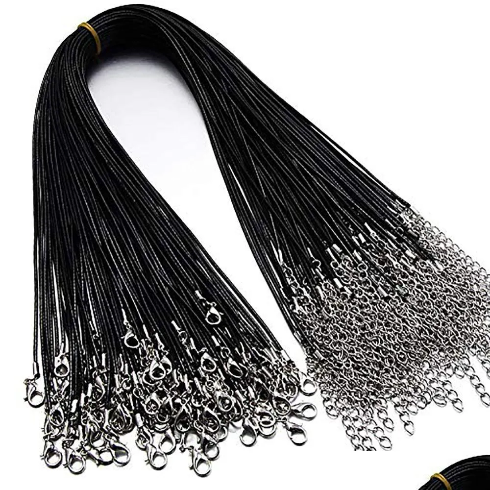 Chains 18Inch Braided Leather Necklace Chain Cord Rope With Lobster Claw Clasp 1.5Mm Mti Color Waterproof Woven Wax For Pend Dhgarden Dhl5O