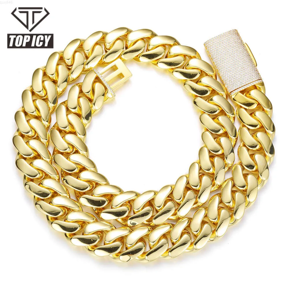 Chunky multipel storlek miami kubansk länkkedja halsband 18k real guld pläterade hiphop män kvinnor guld kubansk länk kedja