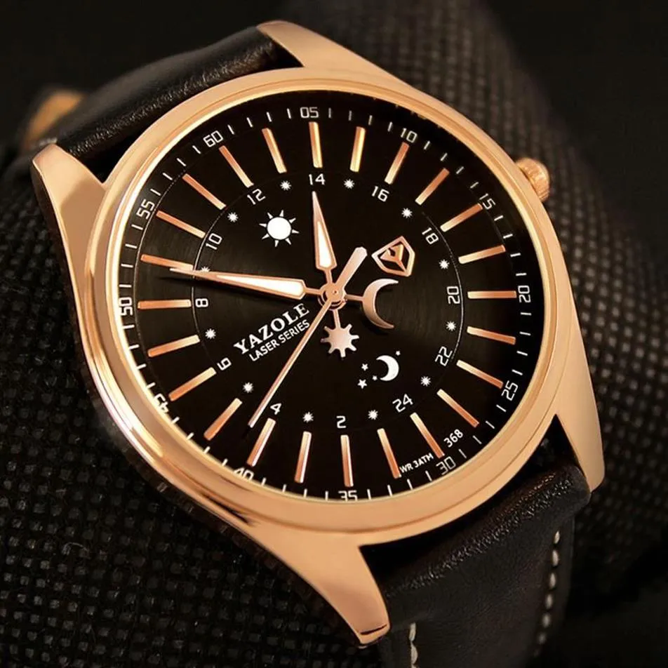 Relojes de pulsera Reloj YAZOLE para hombres Relojes de cuarzo impermeables casuales de lujo Reloj masculino de negocios clásico Hombre Correa de cuero luminosa W270h