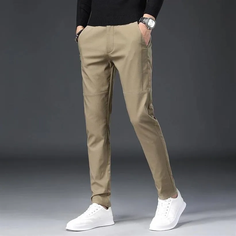 Mens Suit Pants Formella män klänningar byxor Kläder Korea Style Slim Elastic Midje Office Classic Summer Trouser273C