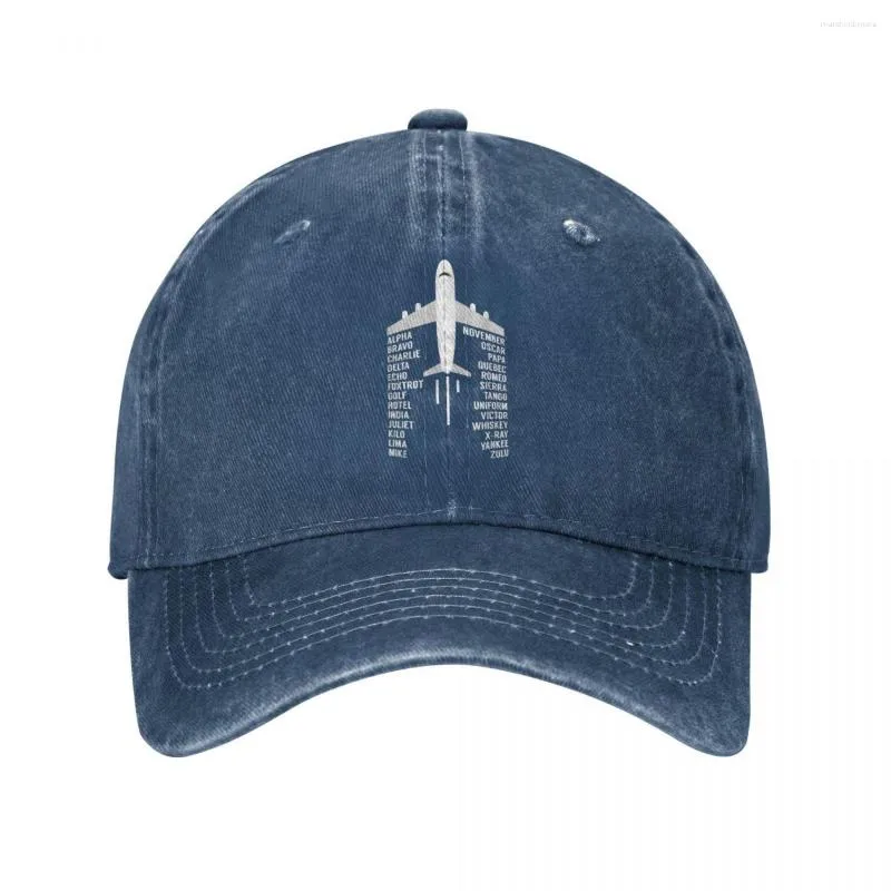 Bola bonés retro alfabeto fonético aviação piloto boné de beisebol para homens angustiados denim snapback avião atividades ao ar livre chapéu