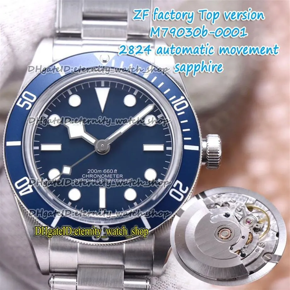 ZFF V2 Versione top Cassa in acciaio 316L ETA A2824 Quadrante blu automatico 79030 Orologio da uomo Bracciale in acciaio Sport eternity Orologi 0003-0001 237A