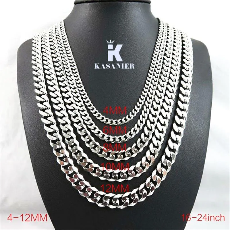 Curb Cubaanse Heren Ketting Ketting Verzilverde Kettingen voor Mannen Mode-sieraden 4 6 8 10 12mm Feest en Feestkostuum Necklace2963