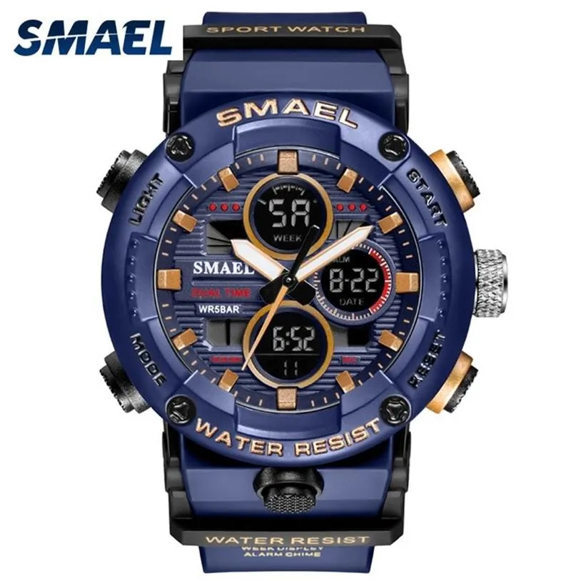 SMAEL Sport Watch Men Waterproof LED Digital Watches Stopwatch Big Dial Clock For Male 8038 relogio masculino Quartz 2203292571