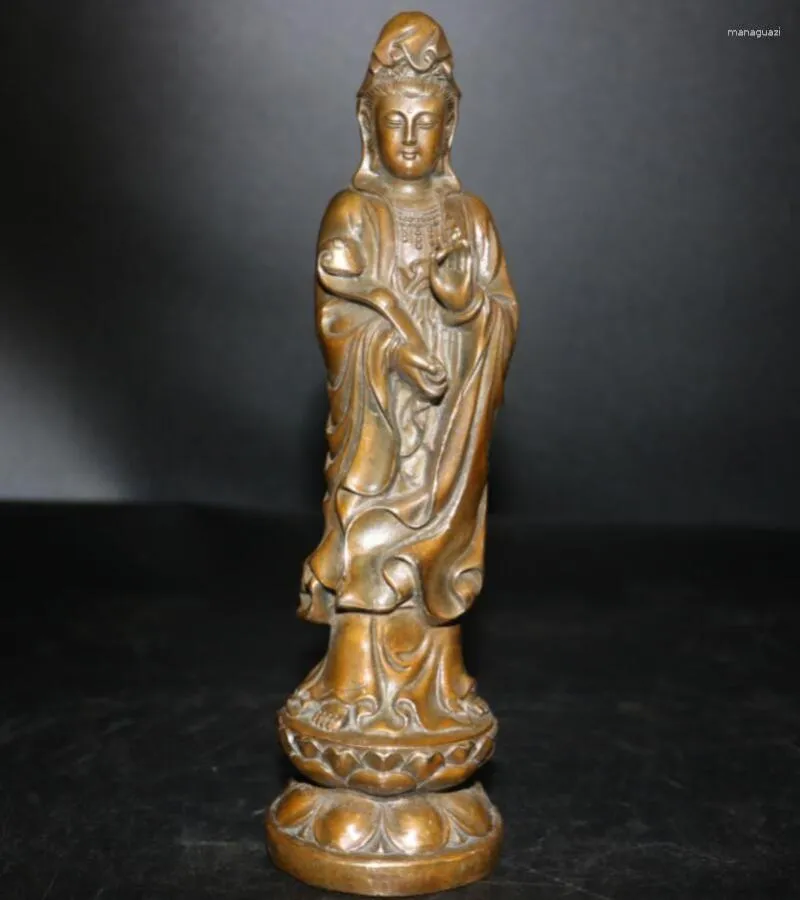 Estatuetas decorativas China Bronze Wishful Goddess Of Mercy Crafts Statue