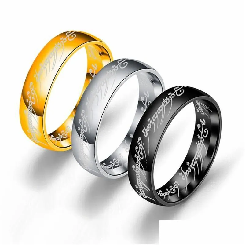 Cluster Rings Ephalus Simple Personality Titanium Steel Magic Ring Uni Couple Creative Stainless Vintage Material Gift Accessories Dro Dh6Gn