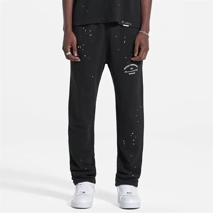 2022 Europa Splash Inchiostro Commissioni Su Misura Pantaloni Autunno Inverno Matite Pantaloni Casual Con Coulisse Pantaloni Della Tuta Uomo Donna Jogger Slim2139