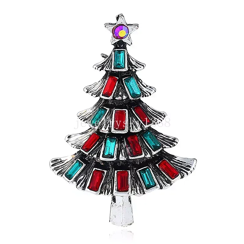 Julgranbroscher för kvinnor Rhinestone Xmas Tree Brosch Gift Fashion Jewelry Festival Brooch Winter Coat Cap Brooches