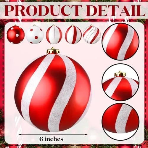 Confezione da 6 ornamenti con palline di Natale 6 39 39 ornamenti glitter in bianco e nero ornamenti pendenti in plastica decorazione per l'albero di Natale natalizio Chr