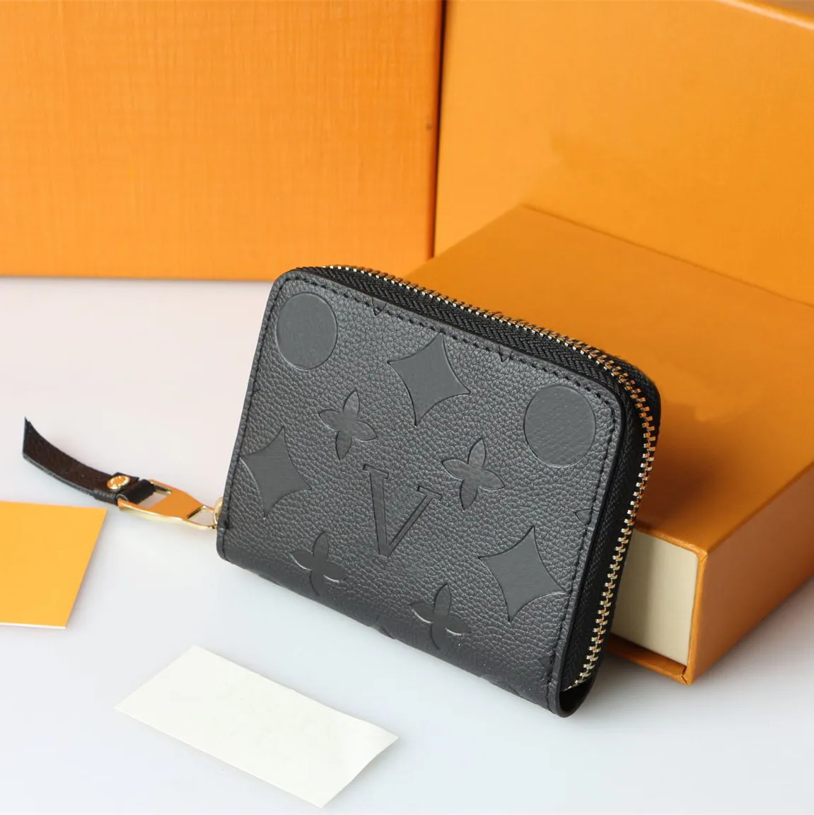 Mirror Quality M60067 N63070 Zippy Zip Coin Purse Wallet Genuine Leather Black Flower Womens Man Designer Key Pouch Card Holder