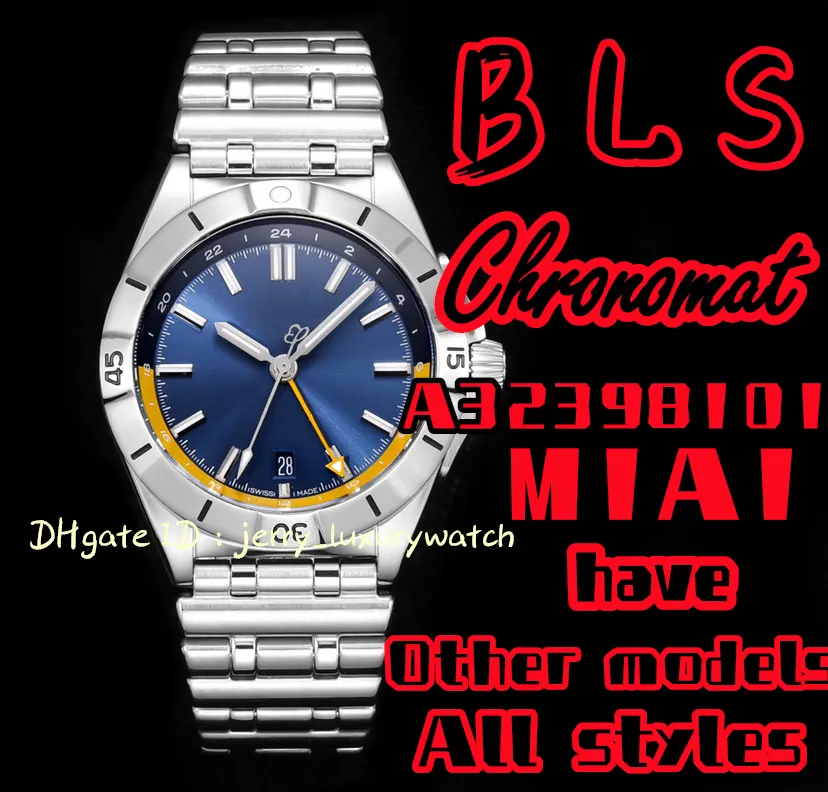 BLS Luxury Men's Watch Mechanical Timing A32398101M1A1 Chronomat Automatic GMT 40mm, etc.2836 GMT Movement! Stålremsa handel två