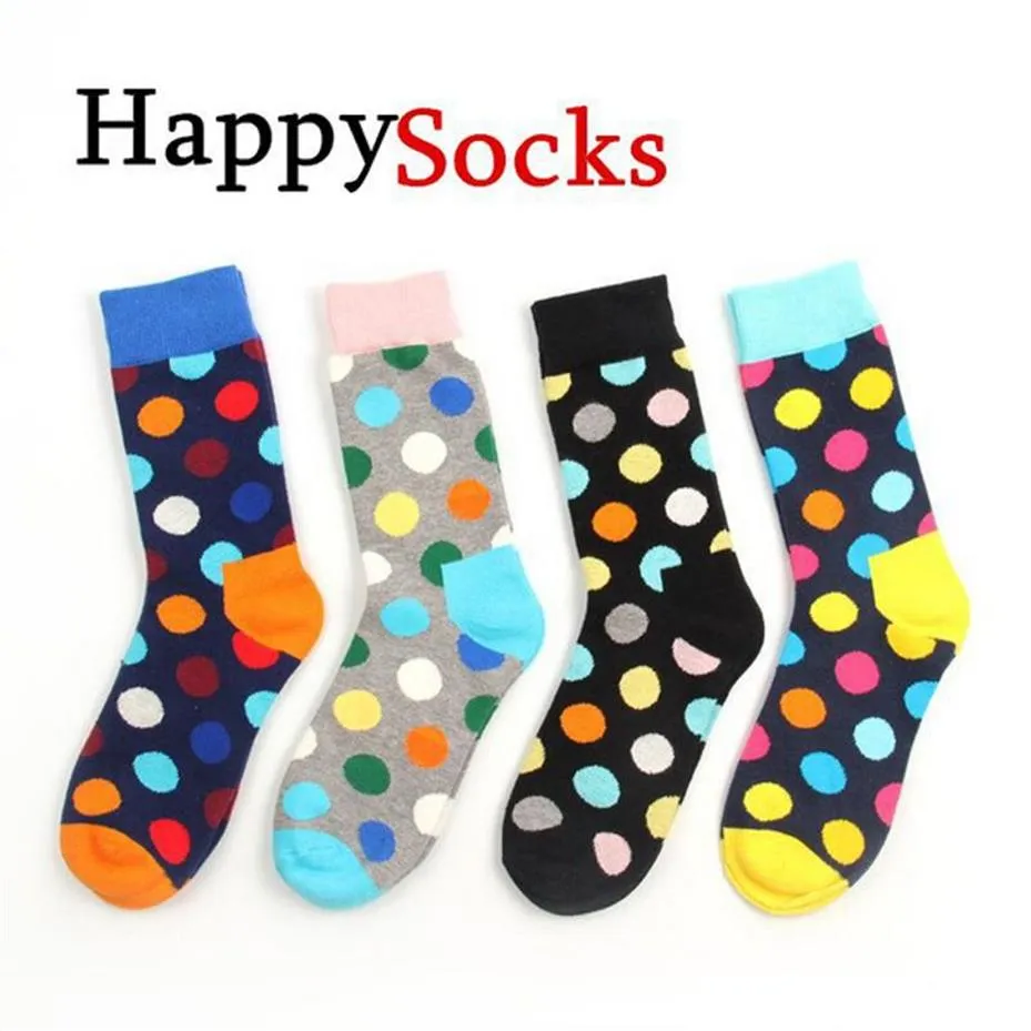 Happy Socks Mode hochwertige Herren-Socken mit Punkten, lässige Baumwollsocken, Farbsocken, 8 Farben, 24 Stück, 12 Paar, 241b