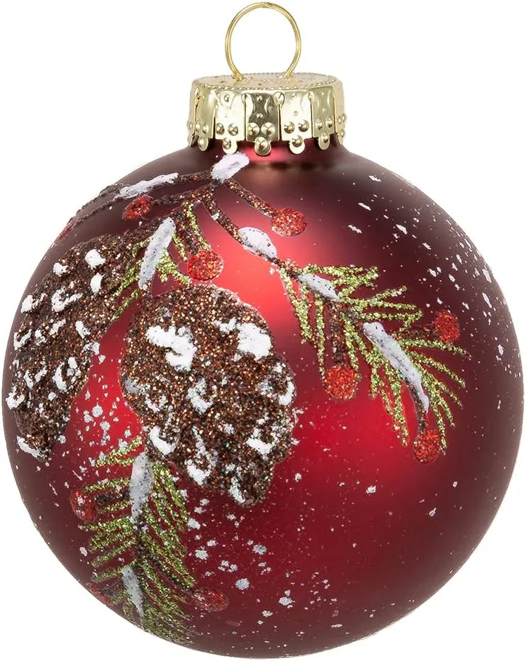 GG0839 Ornament, rood, 6 stuks, Kerstmis