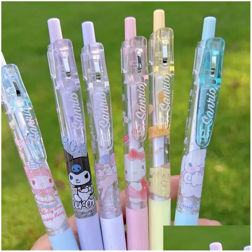 Jel Pens Toptan 6 PC/Set Cartoon sevimli Öğrenci Renk Düz Yazı Malzemeleri Renkler 0.5mm Kırtasiye Papelaria Malzeme Okulu D DHYG7