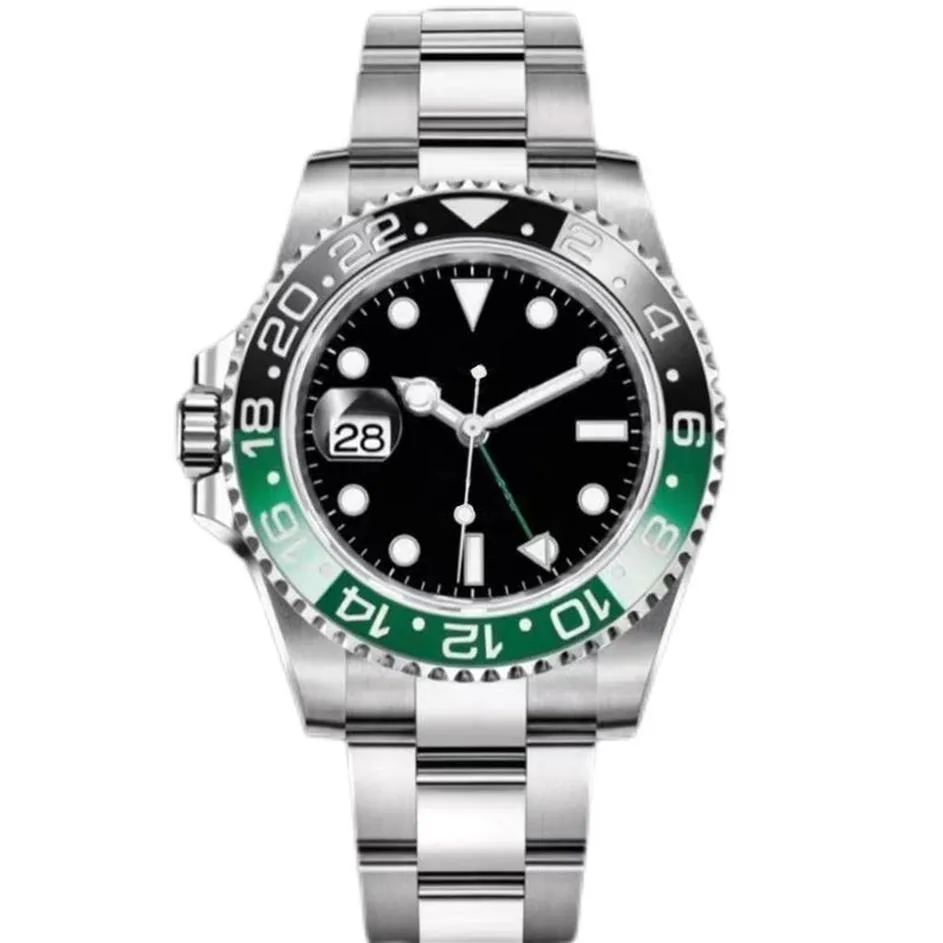 2022 Nouvelle montre GMT pour hommes gauchers 40mm Vert Noir Céramique Sprite Circle Mécanique Automatique Saphir Hommes Montre-bracelet No Bo184t
