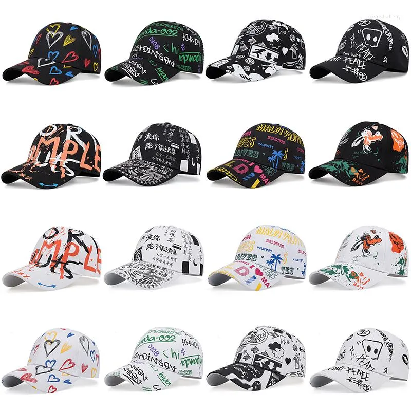 Ball Caps Cartoon Hat Hat Graffiti Imprimé Visor de canard Visor solaire Modèles de baseball décontracté Modèles de baseball Spring Summer