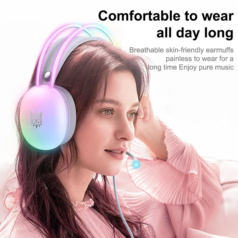 New Gradient Dynamic Light Effect Headset Gaming Chicken Girl Headset