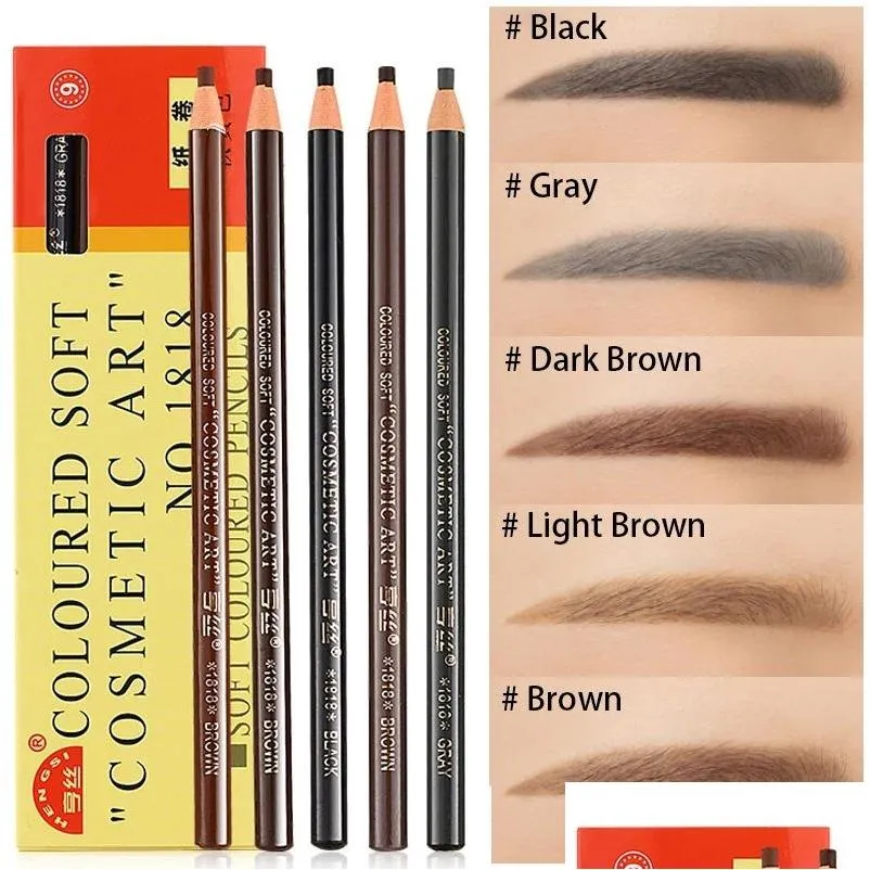 Other Health Beauty Items 1818 Eyebrow Pencils Waterproof Soft Long-Lasting Natural Painting Eye Brow Tools 6 Colors Trimming Makeup P Dh2X9