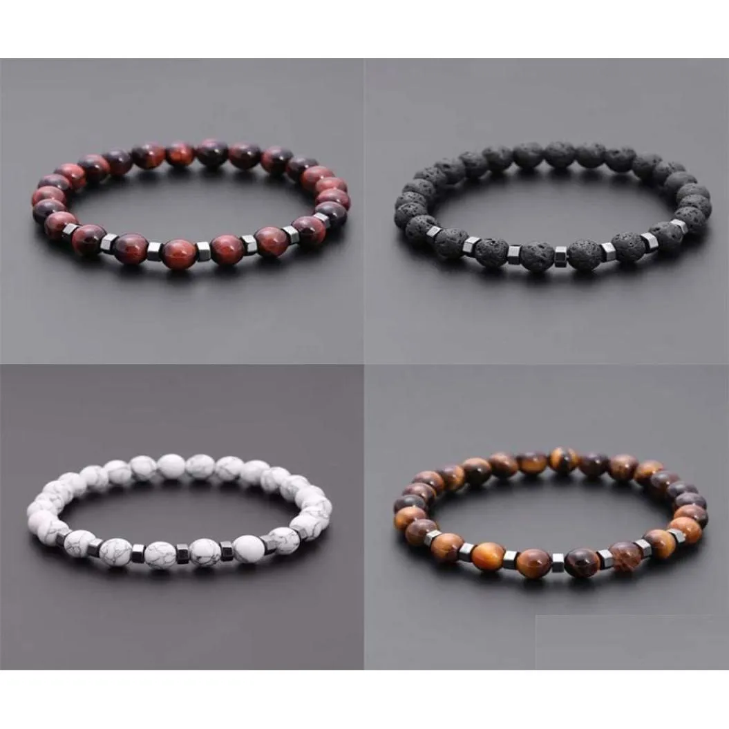 Kralen Natuurlijke Lava Steen Strengen Bedelarmbanden Handgemaakt Voor Mannen Vrouwen Yoga Sport Party Club Sieraden3822935 Drop Levering Sieraden Dhxyi