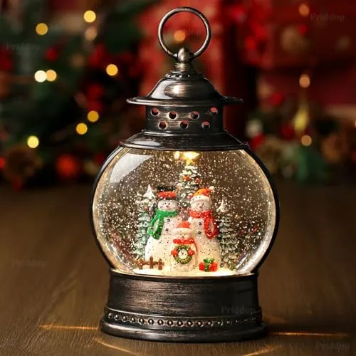 Lanterne de Noël rouge antique, h 20,5 cm, glitter scintillant