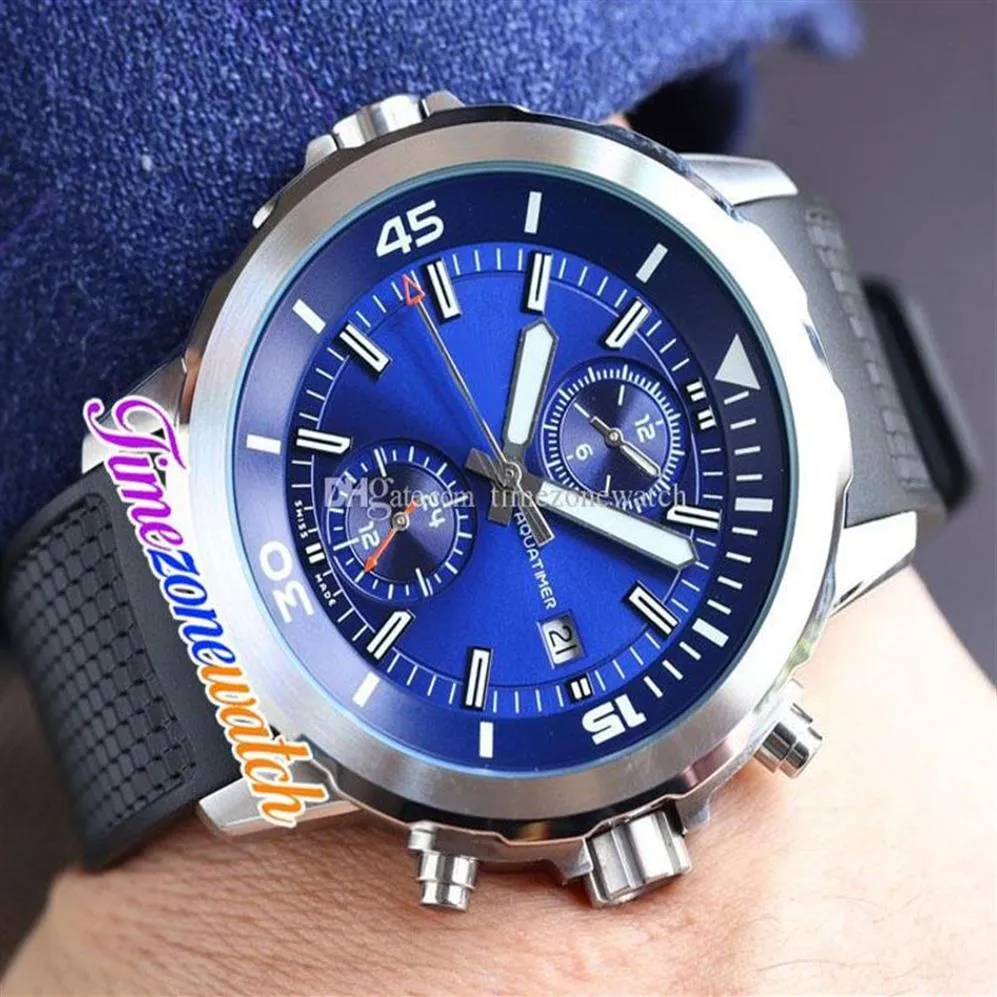 44mm Aquatimer Family IW379502 IW379507 4813 Automatic Mens Watch Blue Dial Steel Case Rubber Strap Sport Watches No Chronograph263z