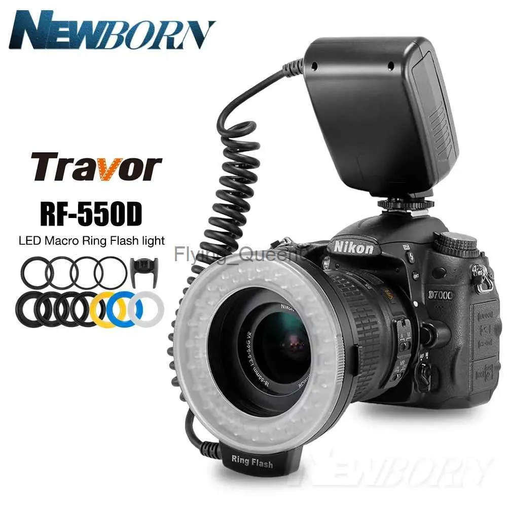 Testine flash RF-550D 48 pezzi Macro LED Ring Flash Bundle con 8 anelli adattatori per Pentax Olympus Panasonic DSLR Flash per fotocamera YQ231003