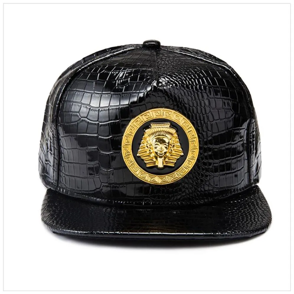 Egypte Farao Baseball Cap PU Leer Hip Hop Punk Stijl Platte Rand Snapback Hoed Mannen Vrouwen Cool Jongen mode Caps329B