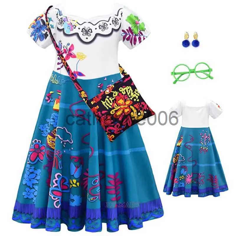 Özel Durumlar Yeni Stil Mirabel Madrigal Cosplay Costume Kız Elbise Kadın Fantezi Elbiseler Karnaval Cadılar Bayramı Prenses Elbise Küpe Gözlükleri X1004
