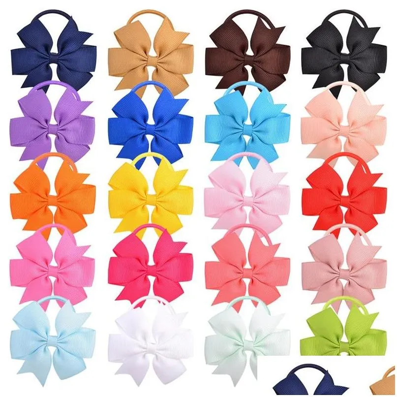 Acessórios de cabelo Bebê Meninas Fita de Gorgorão Banda Bow Tie Anel Crianças Cavalo Titular Headwear 20 Cores Drop Delivery Kids Materni Dhgrc